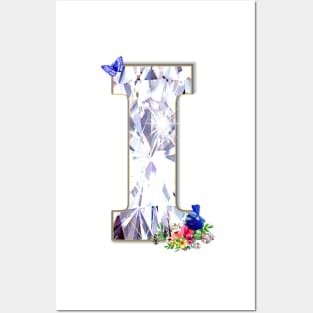 Name Initial Letter I and Blue Fairy Wren Posters and Art